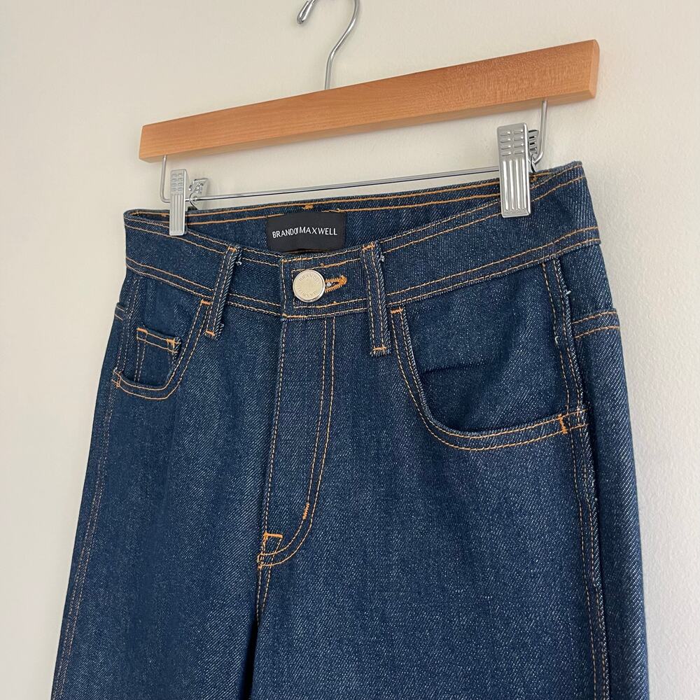 Brandon Maxwell Bella Cuffed Denim Mount Vernon Jeans in Rigid Wash, Size 27 - Picture 3 of 13